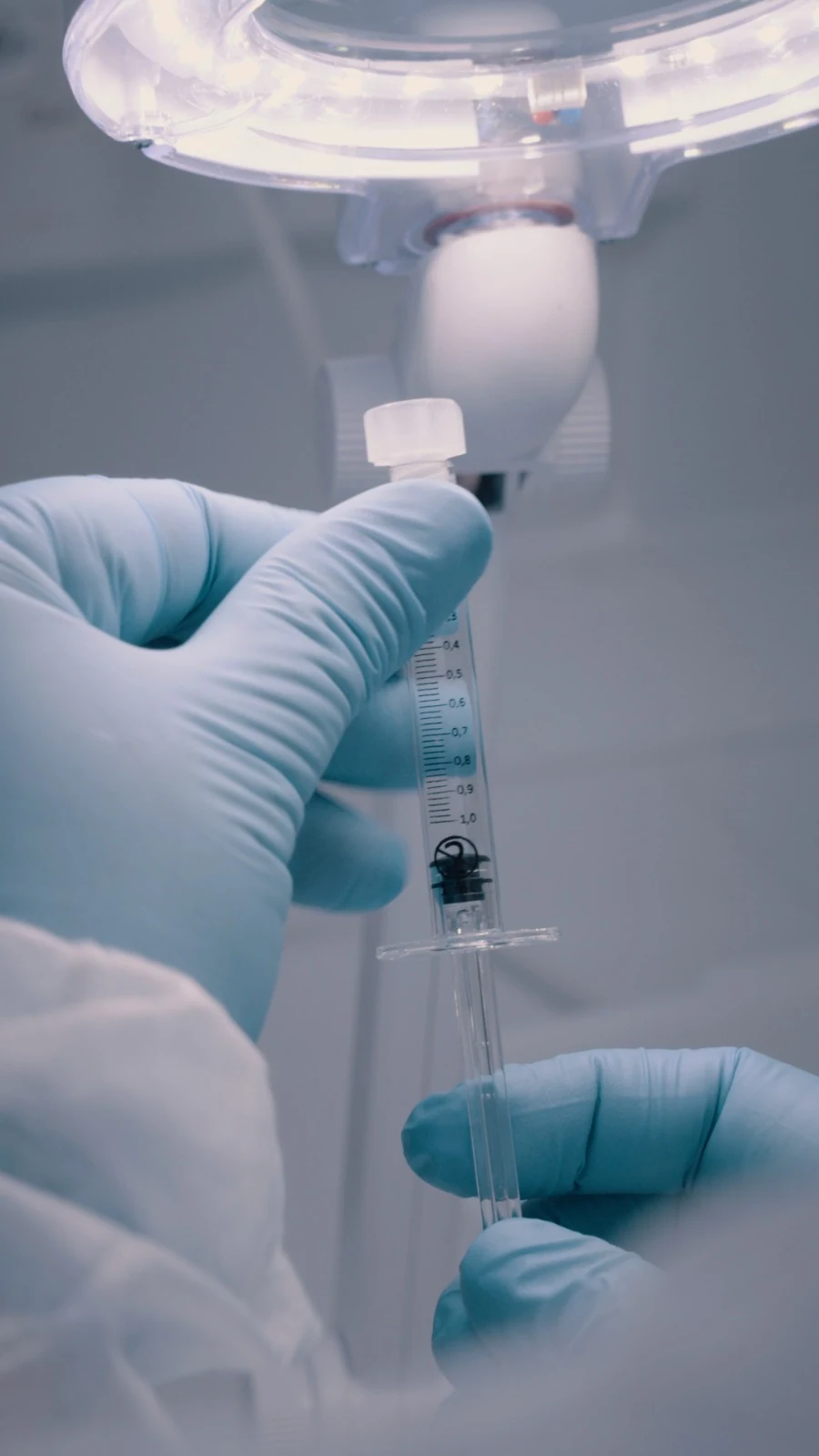 Seringa SubAge em processo técnico de laboratório e controle de qualidade